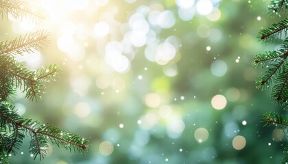 Captivating snowfall in lush pine forest nature photography soft focus serene environment peaceful atmosphere beautiful landscape