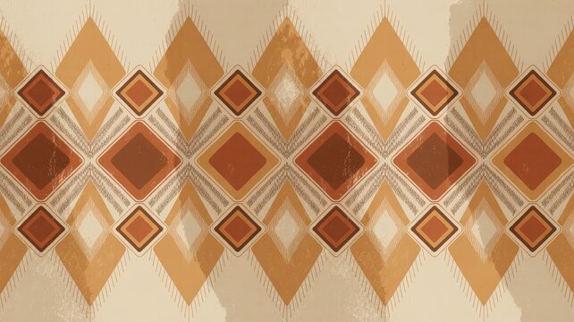 Geometric Abstract Pattern Inspired by Berber Textile Motifs in Earthy Tones