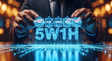 5w1h Analysis Concept Represented by a Puzzle with Business Strategy
