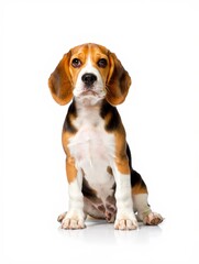 Adorable Beagle Puppy Sitting and Looking at the Camera