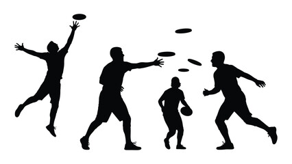 Ultimate frisbee players silhouettes isolated on white background, Vector