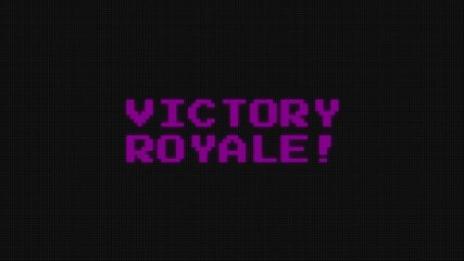 “VICTORY ROYALE” text in 8-bit pixel art with glitch distortion on a black background, delivering a bold retro-game winning moment in sharp 4K animation. - Powered by Adobe