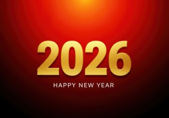 Golden year two thousand twenty six on a red gradient background image
