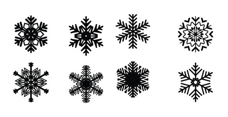 christmas snowflake collection, Set vector snowflakes. Collection of snowflake winter decoration. Isolated on black background
