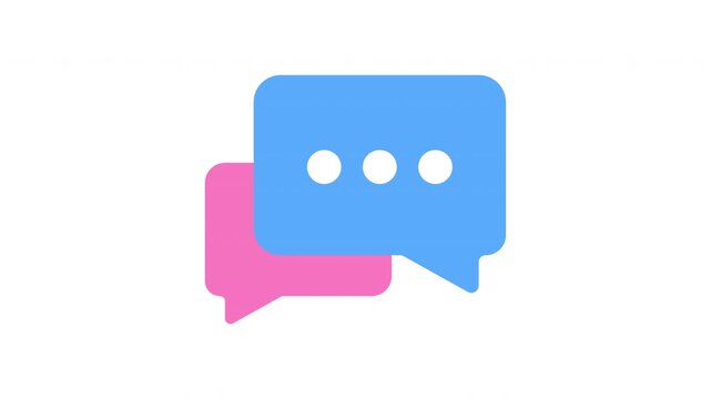 Blue And Pink Chat Bubble Pair With Centered Message Dots ProRes Alpha Channel 4K 60fps Animation