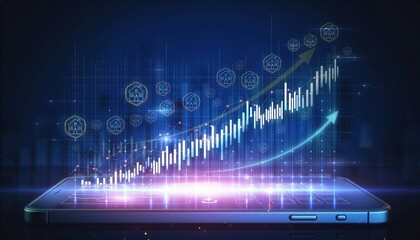 Mobile real estate analytics screen showing rising property value chart, digital housing growth indicators, supporting smart investment planning, financial decision making, market opportunity tracking