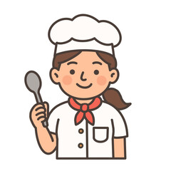 Hand draw chef cartoon character with spoon