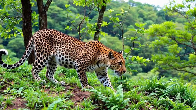 Leopard in forest environment