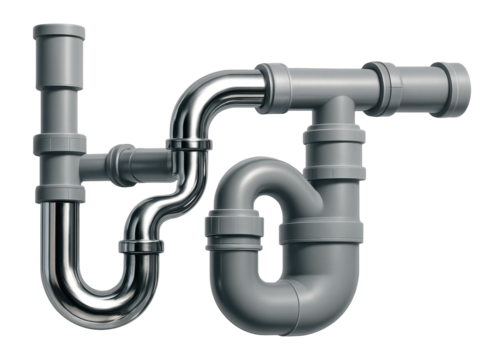 High-capacity metal-plastic pipe system for public sports facilities, ideal for water flow.