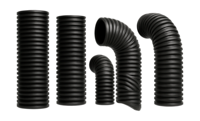 Corrugated pipes for residential rooftop gardens to manage water flow and safeguard roots.