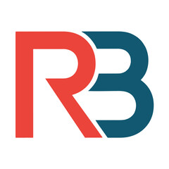 Red R and Teal B letters logo design alphabet