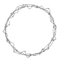 circular frame created from tangled barbed wire. isolated 3d render of a sharp metal ring border with copy space for design.
