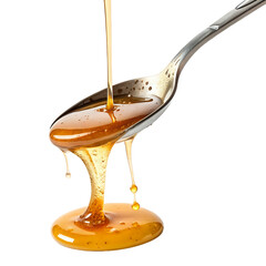 dripping spoonful of honey ,isolated on transparent png
