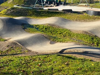 Pump track, velodrome for bicycles, scooters