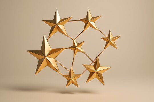 A contemporary Christmas illustration featuring interconnected golden stars forming a constellation. Perfect for luxury holiday campaigns and modern designs.