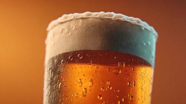 Refreshing Cold Beer in Glass with Foam and Condensation Perfect for Relaxing Moments and Celebrations