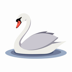 Fototapeta premium Illustration of a white swan swimming in water.