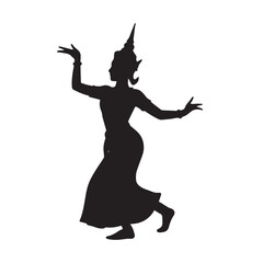woman thailand dance silhouette vector art
