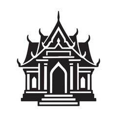 thai temple icon logo black and white vector