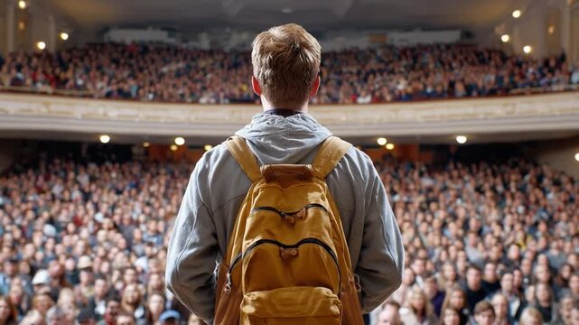 Awe of Performance: A young person on stage, filled with a mix of nerves and excitement. Their journey into the spotlight
