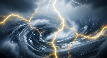 lightning thunder sea river ocean clouds storm illustration vector digital design background wallpaper banner