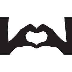 Fototapeta premium Heart Hands Silhouette Symbol of Love and Unity in Black and White