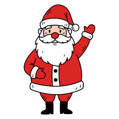 Cute Happy Santa Claus Waving Hand Cartoon Character