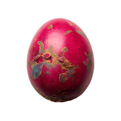 Obraz premium Vibrant pink easter egg with rustic textured details on white background