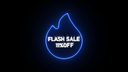 Purple neon flame shape with text FLASHSALE 11% OF on black background sale flash sale - Powered by Adobe
