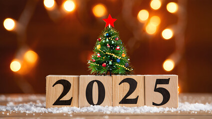 Festive christmas tree branch with ornaments and 2026 date decoration