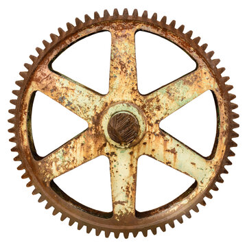 Large industrial old heavy rusted and weathered gear wheel