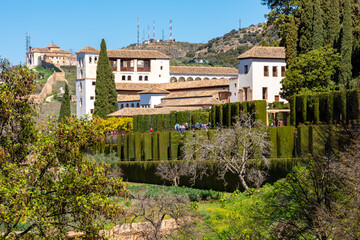 Generalife palace and gardens in Alhambra, Granada, Spain