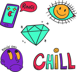 vector illustration of a set of funny cartoon characters