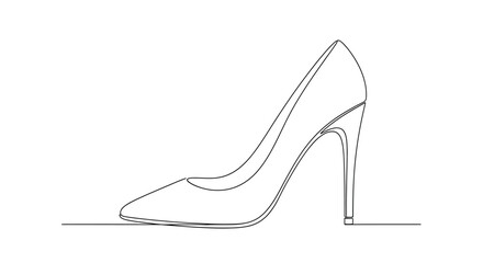Fototapeta premium Elegant high heel shoe illustrated with a single, continuous line design for creative projects