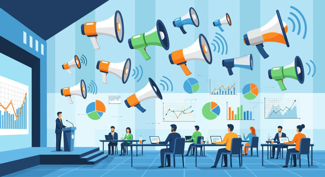 Effective marketing campaign presentation with data analysis and promotional communication strategy