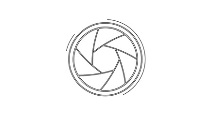 Monochrome lens aperture illustration providing a visual focusing equipment representation