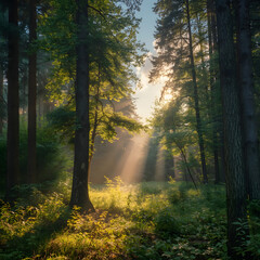 Sun Rays in the Forest