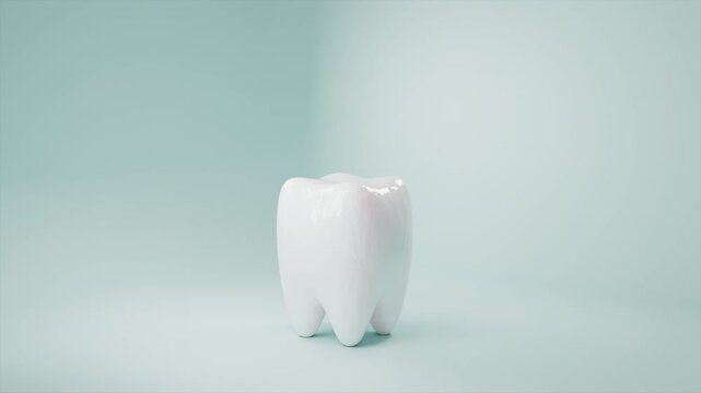 3D Render of a Clean White Tooth on Soft Blue Background