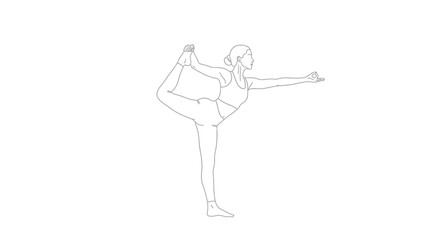 Woman striking yoga pose, dancer posture, fitness illustration, peaceful lifestyle illustration