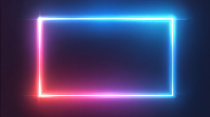 An artistic neon rectangle of light in vibrant hues of pink and blue. The rectangle gives a modern touch on a dark background