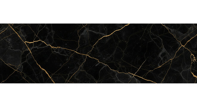 Horizontal view of black marble texture with gold vein, creating an abstract surface, representative of luxury, elegance, and refinement ideal for upscale design