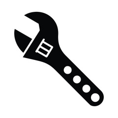 Adjustable wrench tool icon silhouette
