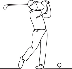 one line drawing of golf championship competition Editable stroke.