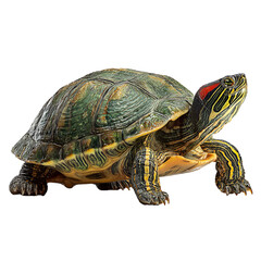 Obraz premium Red eared slider turtle isolated on black background studio shot
