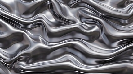 Fototapeta premium Smooth Metallic Surface with Fluid Wave Patterns in Silver and Gray Shades for Abstract Backgrounds and Textures