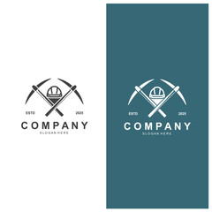 Shovel and pickaxe logo for agriculture, excavation, mining, gardening vector