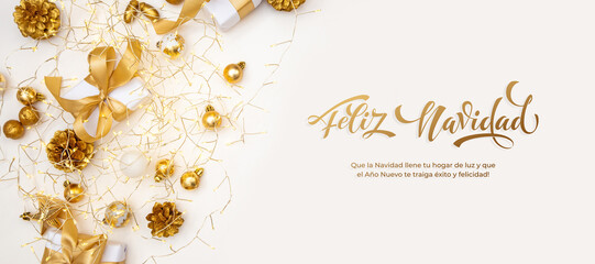 Feliz Navidad spanish Merry Christmas Modern calligraphy lettering on sticker for season greetings. Greeting card, frame, and banner. Holidays design.