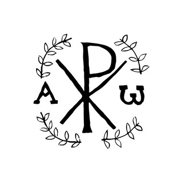 Monogram of Christ. Vintage religious symbol Chiro on white background