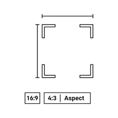 Aspect ratio selection with 169 and 43 options, isolated on