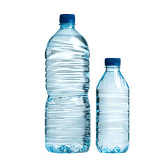 Naklejka premium Two clear plastic bottles filled with clear liquid against a black background